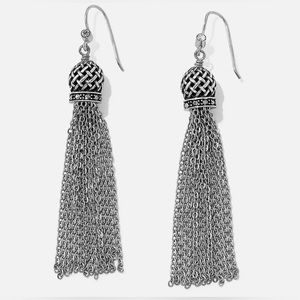 Brighton / Sahuri Bead Tassel Crystal Silver French Wire Earrings
